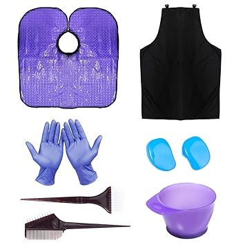 Amazon Com Hyoujin Pro Purple 11pcs Hair Dye Kit Hair Dye Coloring Diy Beauty Salon Tool Kit Hair Tinting Bowl Dye Brush Ear Cover Hair Salon Working Apron Hair Coloring Cape For Hair Coloring Bleaching Dying