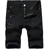 Lavnis Men's Casual Denim Shorts Classic Fit Ripped Distressed Summer Jeans Shorts