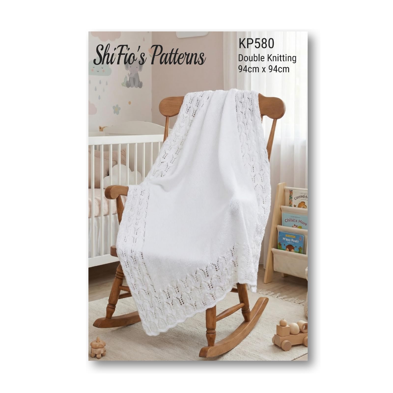 KP580 Double Knitting Shawl Pattern - Baby & Afghan Blanket, DK Knitting