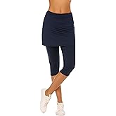 Ekouaer Skirted Leggings for Women Tennis Golf Skorts Capris Gym Yoga Legging with Skirts