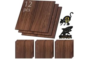 VEMKYRIO 12 Pcs Walnut Unfinished Wood Craft, 3MM 1/8" x 12" x 12" Walnut Unfinished Plywood for Laser Cutting & Engraving, CNC Cutting, School DIY Projects