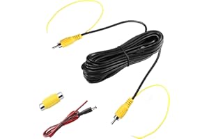 Upgraded Double-shielded RCA Video Cable for Monitor and Backup Rear View Camera Connection (19.69FT / 6M), GreenYi AV Extension Cable with Yellow RCA Video Female to Female Coupler and Power Cable