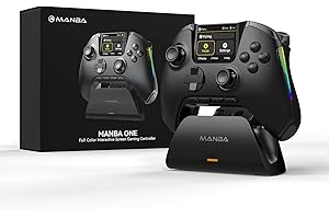 Manba One Built-in Display Wireless Controller for PC/Switch/Switch 2/iOS/Android with Charging Dock,Hall Effect Joystick & T