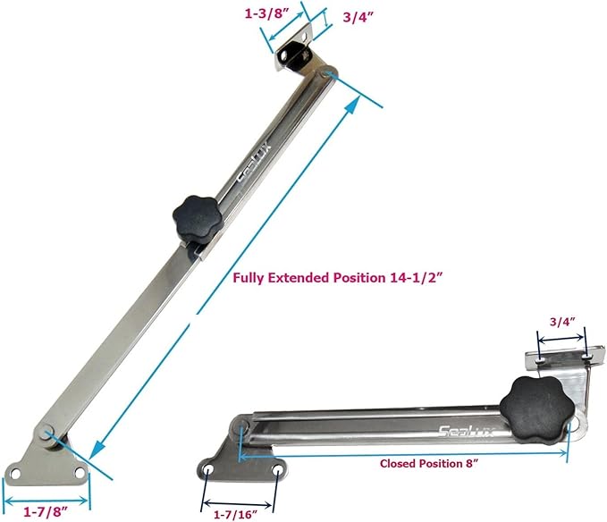 SeaLux Marine Premium 316 SS Hatch Lid Stay, Support and