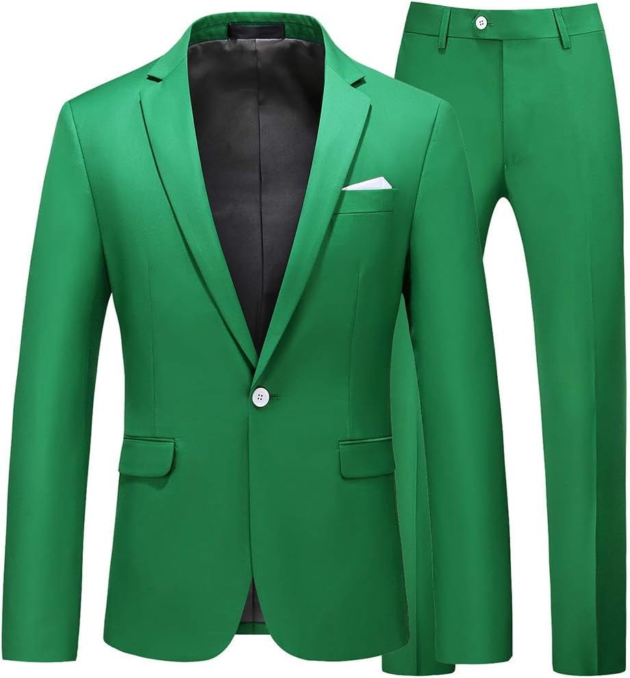 UNINUKOO Mens Slim Fit 2 Piece Single Breasted Jacket Party Prom Tuxedo Suits