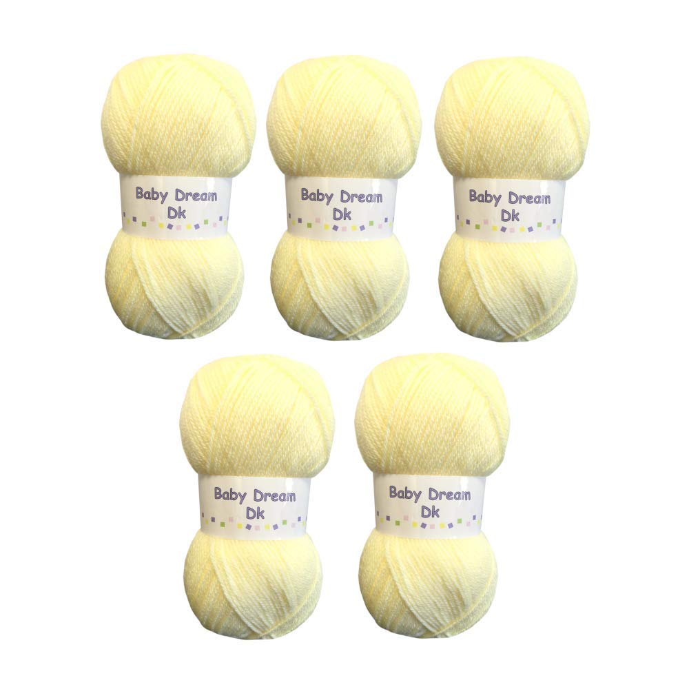 5 x 100g Baby Dream DK Baby Wool (5 x 100g Lemon)