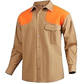 NEW VIEW Men's Upland Hunting Shirt, Pheasant Shooting Shirt Field & Stream, Brown Tactical Shirt, Long Sleeve Hunting Shirt