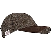 Walker and Hawkes Unisex Harris Tweed Brungton Baseball Cap w/Suede Leather Peak - Classic Tweed Hat for Stylish Comfort