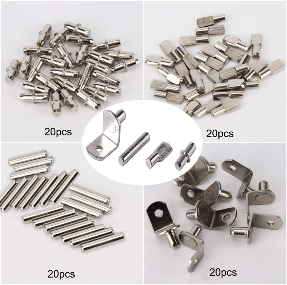 80 Pcs 4 Styles Shelf Support Pegs, Shelf Pins Kit, Shelf Support Cupboard Supports Stainless Steel - Image 3
