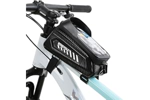 Waterproof Bike Frame Bag, EVA Hard Shell Top Tube Bag w/Touchscreen Phone Window | 1.5L Cycling Handlebar Pack for Mountain 