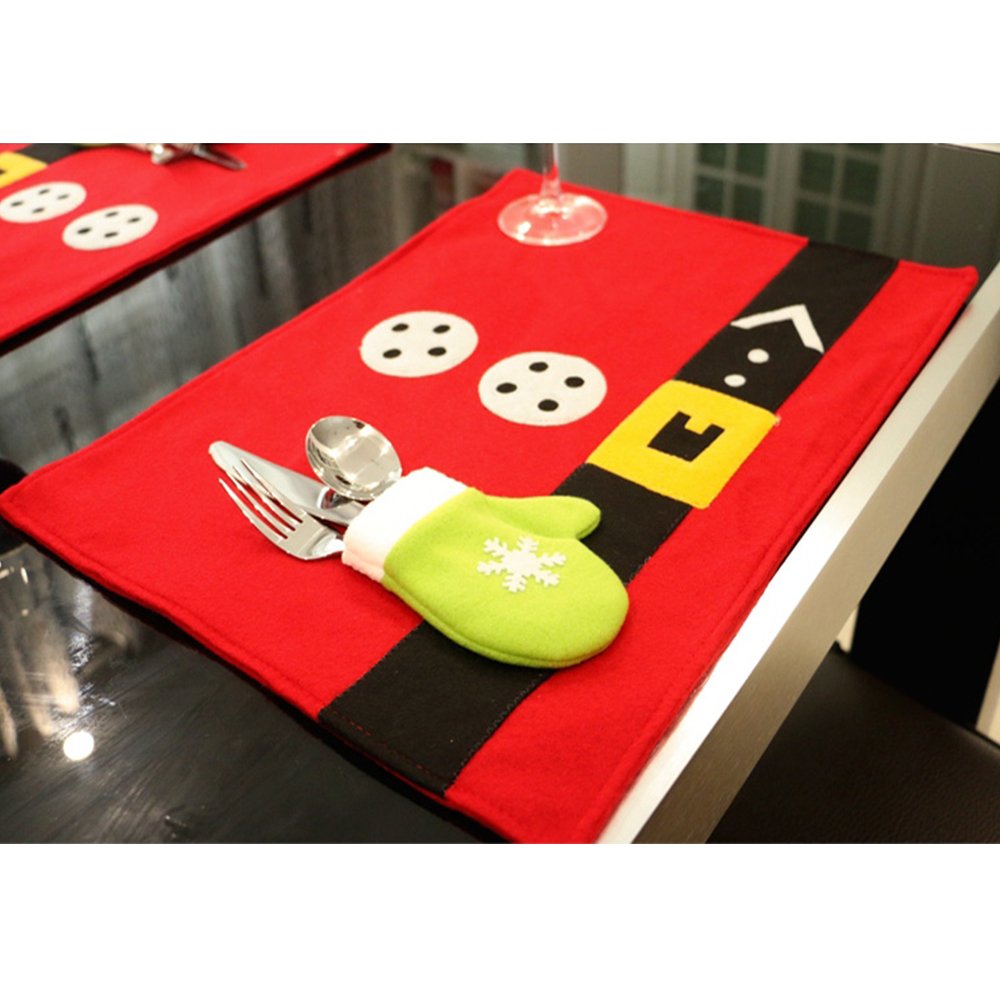 LOHOME Christmas Tableware Mat Set of 6 Santa Christmas Holiday Table
