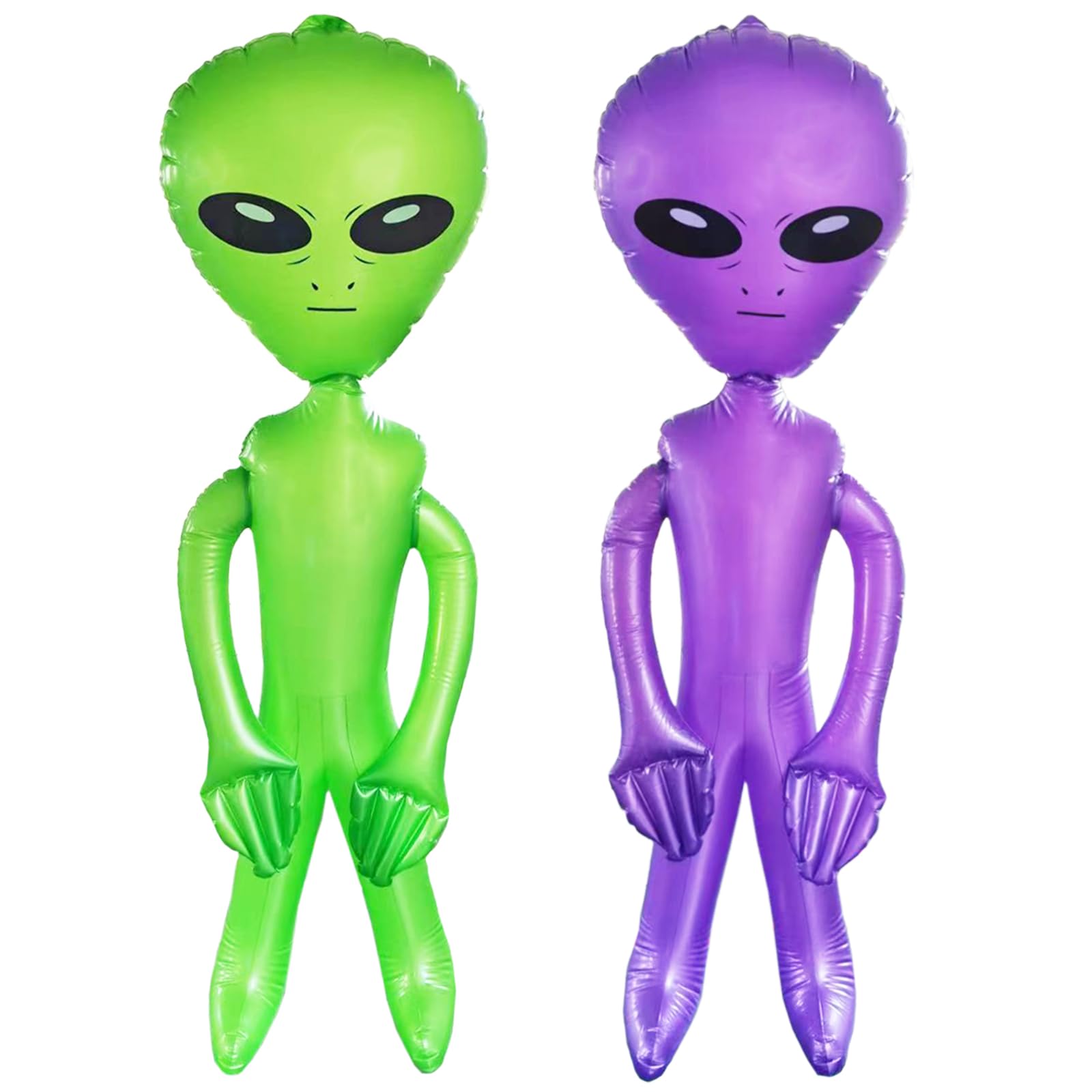Photo 1 of 2 Pcs Halloween Inflatable Alien 35.4 Inch Jumbo Inflatable Blow Up Alien Toy Decorations for Birthday Baby Shower Summer Beach Pool Holiday Festival Carnival Alien Theme Party Supplies Green Purple