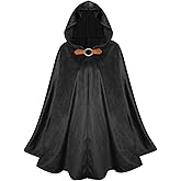 SunnyLisa Cloak with Hood for Renaissance Medieval Victorian Steampunk Halloween Costume Women Men,Wizard Witch Cape Cosplay