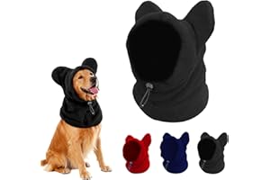 ETOFIXEE Dog Snood Winter Hood with Ear Protection, Fleece Neck Warmer for Dogs, (Black, Small)