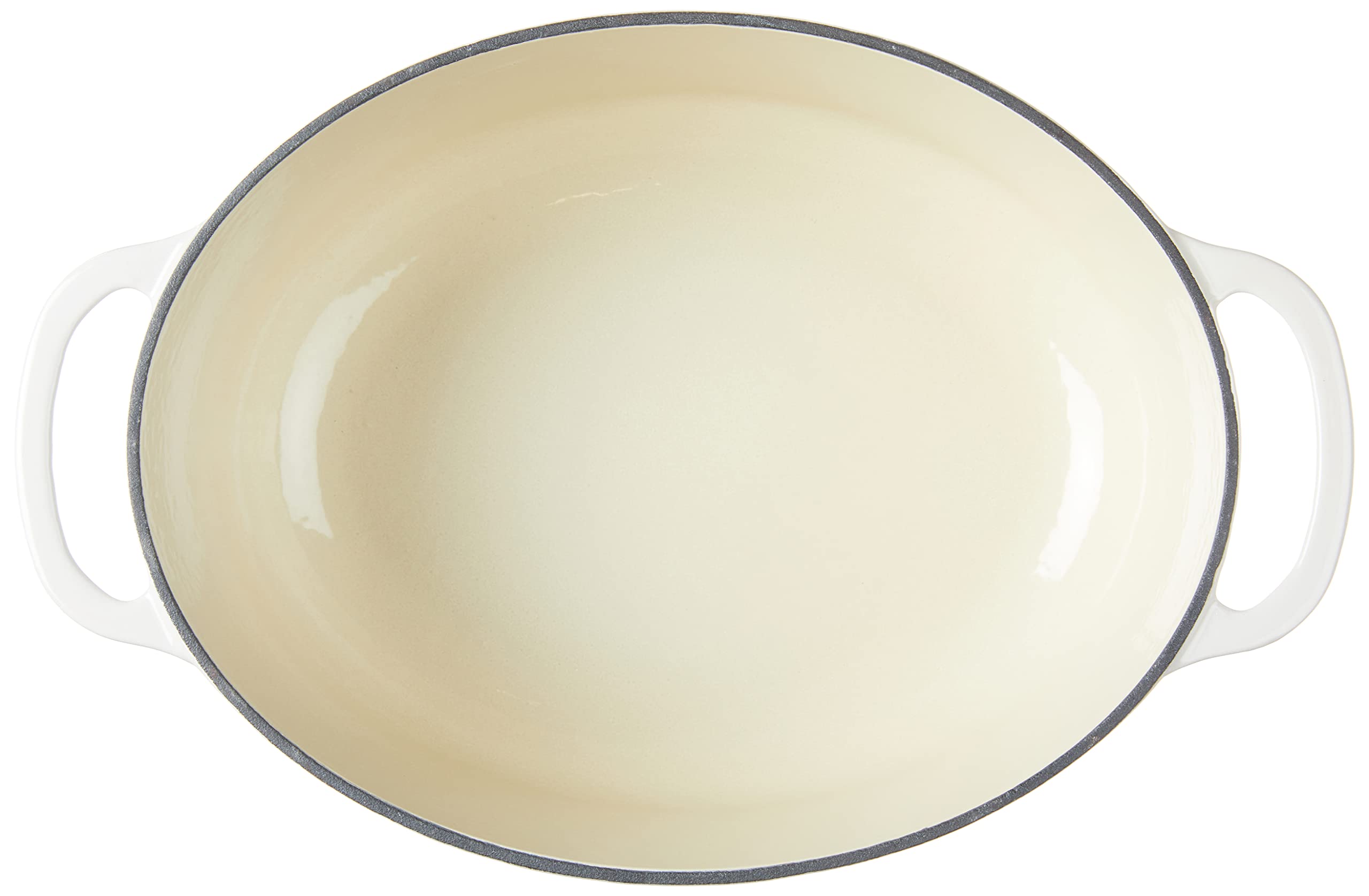 Lodge 7 Quart Enameled Cast Iron Oval Dutch Oven with Lid – Dual Handles – Oven Safe up to 500° F or on Stovetop - Use to Marinate, Cook, Bake, Refrigerate and Serve – Oyster White