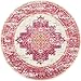 Nourison Passion Ivory/Fuchsia 4' x Round Area Rug, Boho, Traditional, Easy Clean, Non Shedding, Bed Room, Living Room, Hallway, (4' Round)