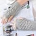 Justay 2 Pairs Womens Winter Warm Knit Fingerless Gloves Crochet Thumbhole Short Arm Warmers Mittens