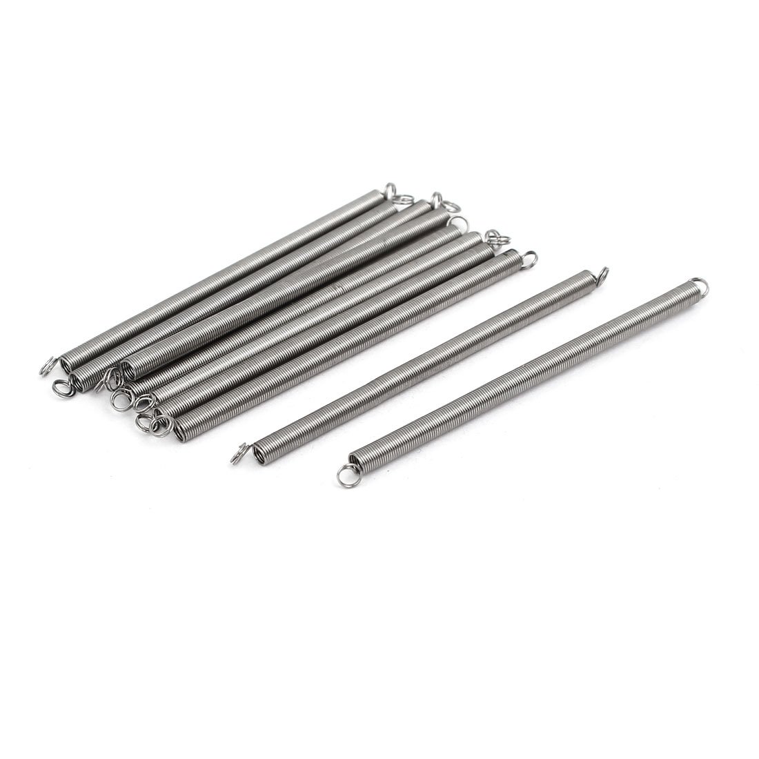 Sourcingmap 0.3mmx3mmx60mm 304 Stainless Steel Tension Springs Silver Tone 10pcs