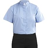 H.F. Women's Short Sleeves Tab Collar Clergy Shirt - Black