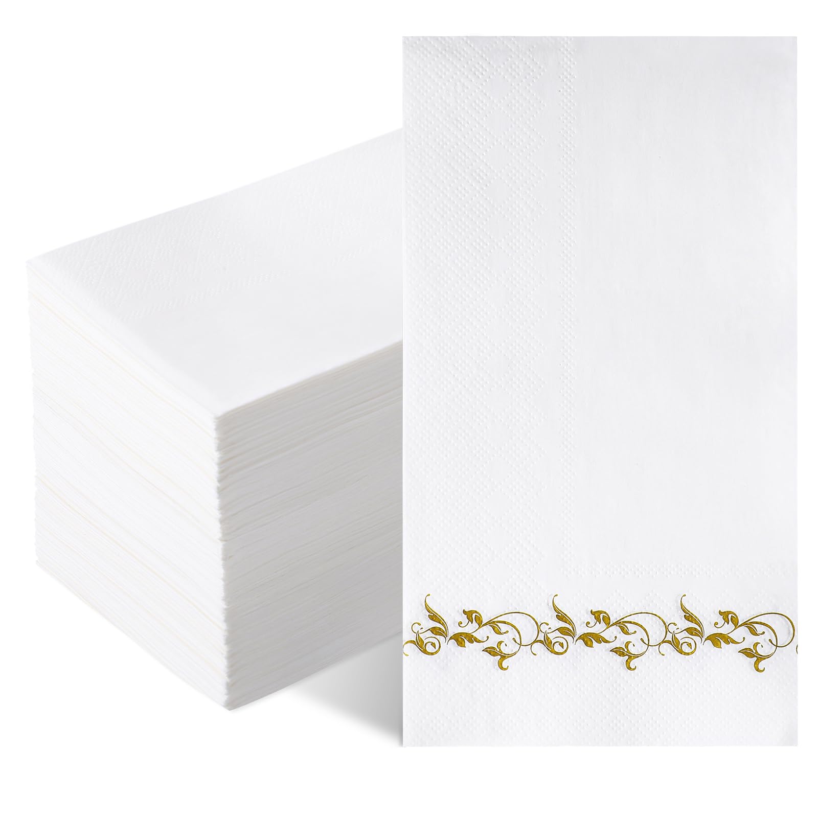 Photo 1 of 100 Pcs Disposable Hand Towels for Bathroom, Gold Disposable Napkins 2Ply Guest Hand Paper Towels for Decorative Elegant Dinner Hand Napkin For Home Kitchen Wedding Party Table Supplies Decor