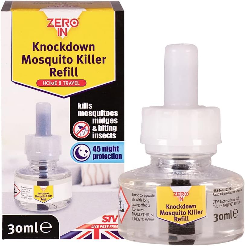 hep® Zero In Knockdown Plug-In Mosquito Killer Plug-In Insect Killer. For Home & Travel. Lasts for up to 45 Nights, White, 6.5x16.4x20.2 cm (Mosquitos Refill Only 30ml)