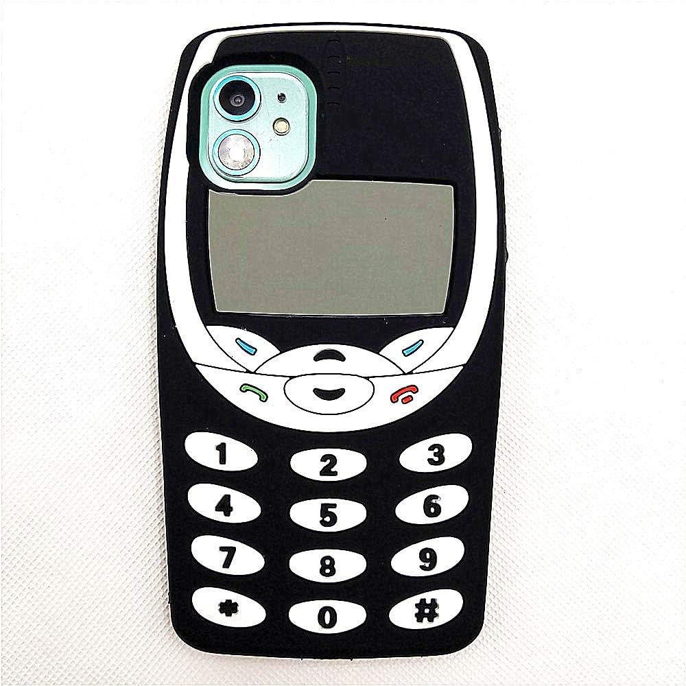 iPhone SE 2020 Case Cute iPhone 8 Case, iPhone 7 Case, iPhone 6S Case, iPhone 6 Case 3D Cartoon Retro Classic Phone Shaped Silicone Rubber Cover Women Teen Girls Phone Cases (Black2, iPhone 6/7/8)