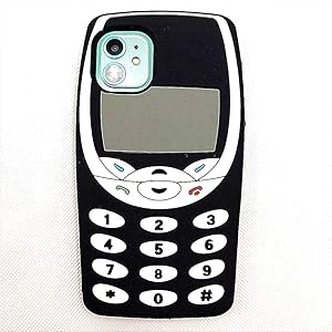 iPhone SE 2020 Case Cute iPhone 8 Case, iPhone 7 Case, iPhone 6S Case, iPhone 6 Case 3D Cartoon Retro Classic Phone Shaped Silicone Rubber Cover Women Teen Girls Phone Cases (Black2, iPhone 6/7/8)