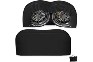 GDDGHS RV Tire Covers, Dual Axle Tire Cover, 2 Pack RV Wheel Cover Fits 30"-27" Dia Tires, Waterproof Anti-UV Black Dual Tire Covers RV Accessories Double Wheel Covers for RV/Trailer/Camper/Truck/Black