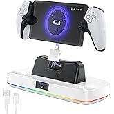 NEWDERY Charger Dock for PS Portal, Portable Charging Station with RGB Light and Type-C Cable, Case-Friendly Magnetic Connector Charging Stand for PlayStation Portal Remote Player