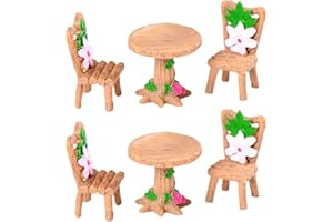 ccHuDE 6 Pcs Mini Fairy Garden Table Chair Miniature Resin Benches Garden Lakeside Dock Micro Resin Chairs Mini Garden Furniture Decorations
