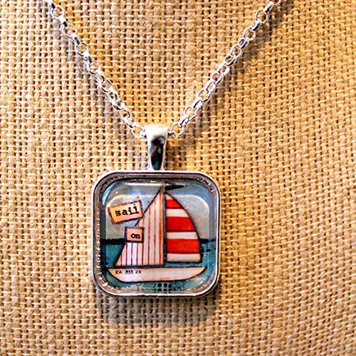 SAIL On Sailboat Art Charm Necklace