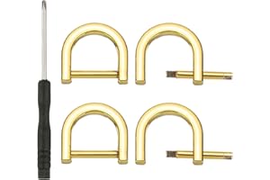 PATIKIL 5/8 Inch D-Rings Screw in Shackle, 4 Pcs Horseshoe Clasp U Shape D Rings with Screwdriver for Purse Keychain Strap Bu