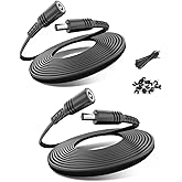 Basesailor 12V DC Extension Cable 30ft 2 Pack,DC 2.1mm x 5.5mm 5521 Power Supply Adapter Flat Extender Cord,Female to Male Wi
