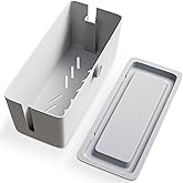 KinderSense&reg; Cable Management Box - Cord Organizer with Child Proof Lock - Cord Hider to Conceal Wires,Power Strips from TV,Computer,Desk and Babies - 12 X 5.25 x 5.25 (Gray)