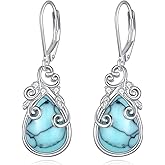 POPLYKE Celtic Filigree Teardrop Drop Dangle Earrings Sterling Silver Leverback Earrings Jewelry for Women