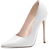 Elisabet Tang Women Pumps 12cm/4.7 Inch Stiletto Heels Pumps Pointed Toe Patent Leather Slip On High Heel Evening Party Dress Shoes