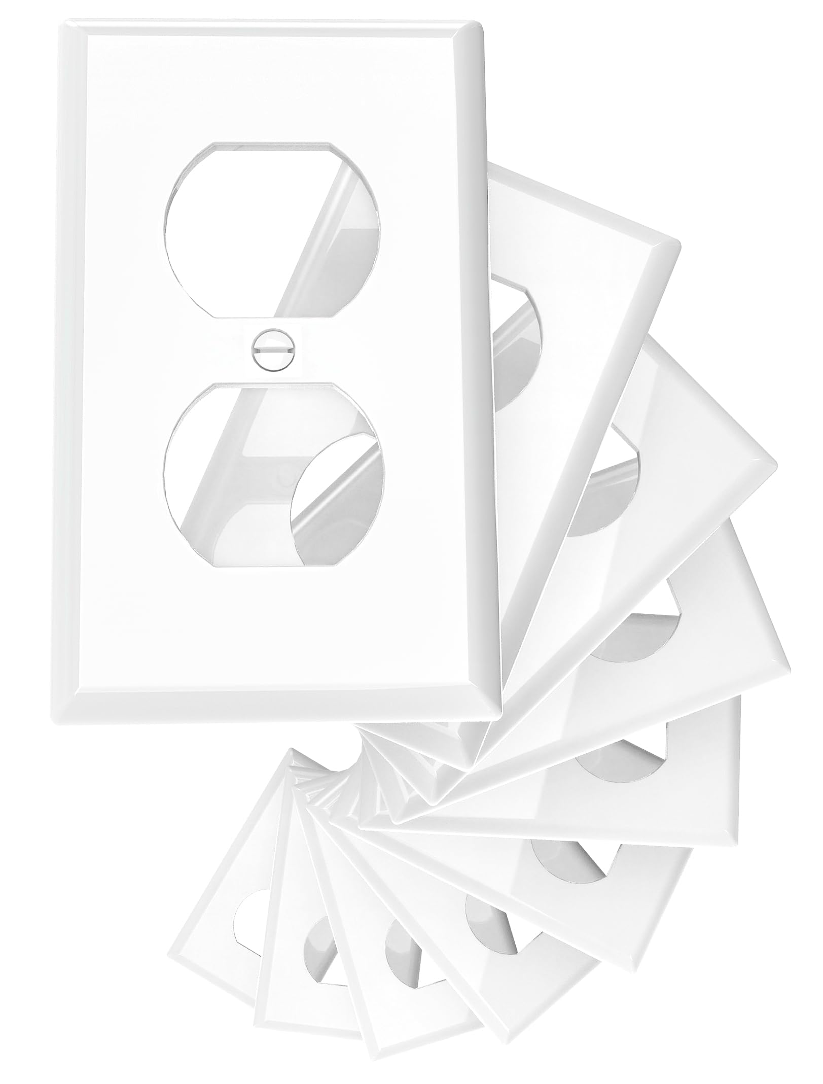 Photo 1 of 10-Pack Unbreakable 1-Gang Standard Size Duplex Receptacle Wall Plates – Durable Polycarbonate Thermoplastic Electrical Outlet Covers in White