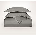 BOLL & BRANCH Signature Hemmed Duvet Set - King/Cal King, Stone - Luxury 100% Organic Cotton - 1 Duvet Cover, 2 Shams - Buttery Soft, Hidden Closures