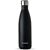 Auryu Best in Class Triple-Walled Insulated Stainless Steel Water Bottle, Keeps your Drinks Cold for up to 24 Hours and Hot for up to 12 Hours, Leak Proof, Make a Difference in the World, Black, 17oz
