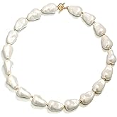 Flyonce Baroque Pearl/Shell Necklace for Women Chunky Dainty Irregular Large Cream Simulated Pearls Choker Necklaces Jewelry Gifts