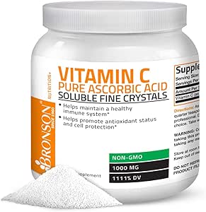Vitamin C Powder Pure Ascorbic Acid Soluble Fine Non GMO Crystals – Promotes Healthy Immune System and Cell Protection – Powerful Antioxidant - 1 Kilogram (2.2 Lbs)