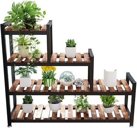 Amazon Co Jp Yyfang フラワースタンドはしご型フロアスタンド出窓多肉植物防錆4層多機能無垢材 4色 6サイズ 色 A サイズ さいず 100x30x90cm ホーム キッチン