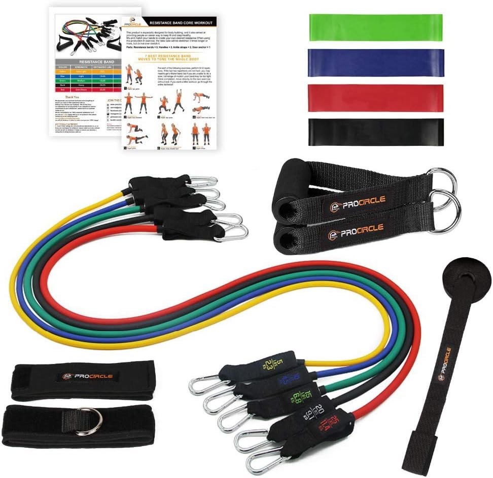 Resistance Bands Set - 16 Pcs Expander Tubes Rubber Band for Resistance Training, Physical Therapy, Home Gyms Workout