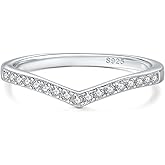 HYLYLEED Moissanite Half Eternity Wedding Bands for Women 18K White Gold Plated 925 Sterling Silver D Color VVS1 Clarity Faux Diamond Stackable Rings