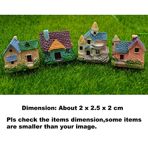 EMiEN 4 Pieces Mini Villa House Miniature Ornament Kits,Miniature Ornament for DIY Dollhouse Decoration Fairy Garden Plant DÃ©cor