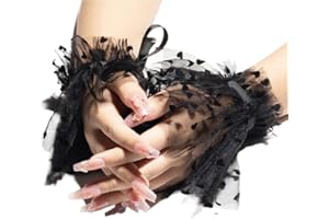 AUOCATTAIL Cuffs Lace Mesh Sleeves Fake Flared Gloves Bowknot Tulle Cuffs Charm Wedding Party Accessories Decoration