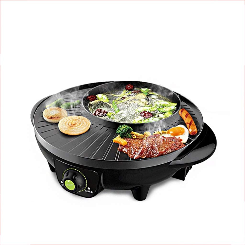 Review Electric baking pan Korean Barbecue Hot Pot Double Pot