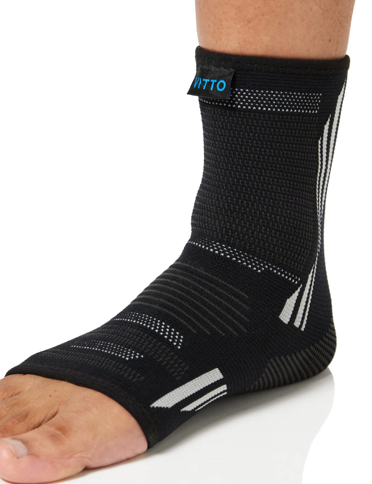 VITTO Ankle Support for Men and Women - Non-Slip Ankle Brace, Compression Sleeve for Plantar Fasciitis and Ligament Damage, Black, XL