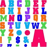 136 Pcs 12 in Extra Large Bulletin Board Letter Bright Classroom Wall Decor | Giant Alphabet Letter Cutout, Neon Smile Face, Big Sticker, Punctuation with Adhesive Dot, Rainbow Classroom School Decor