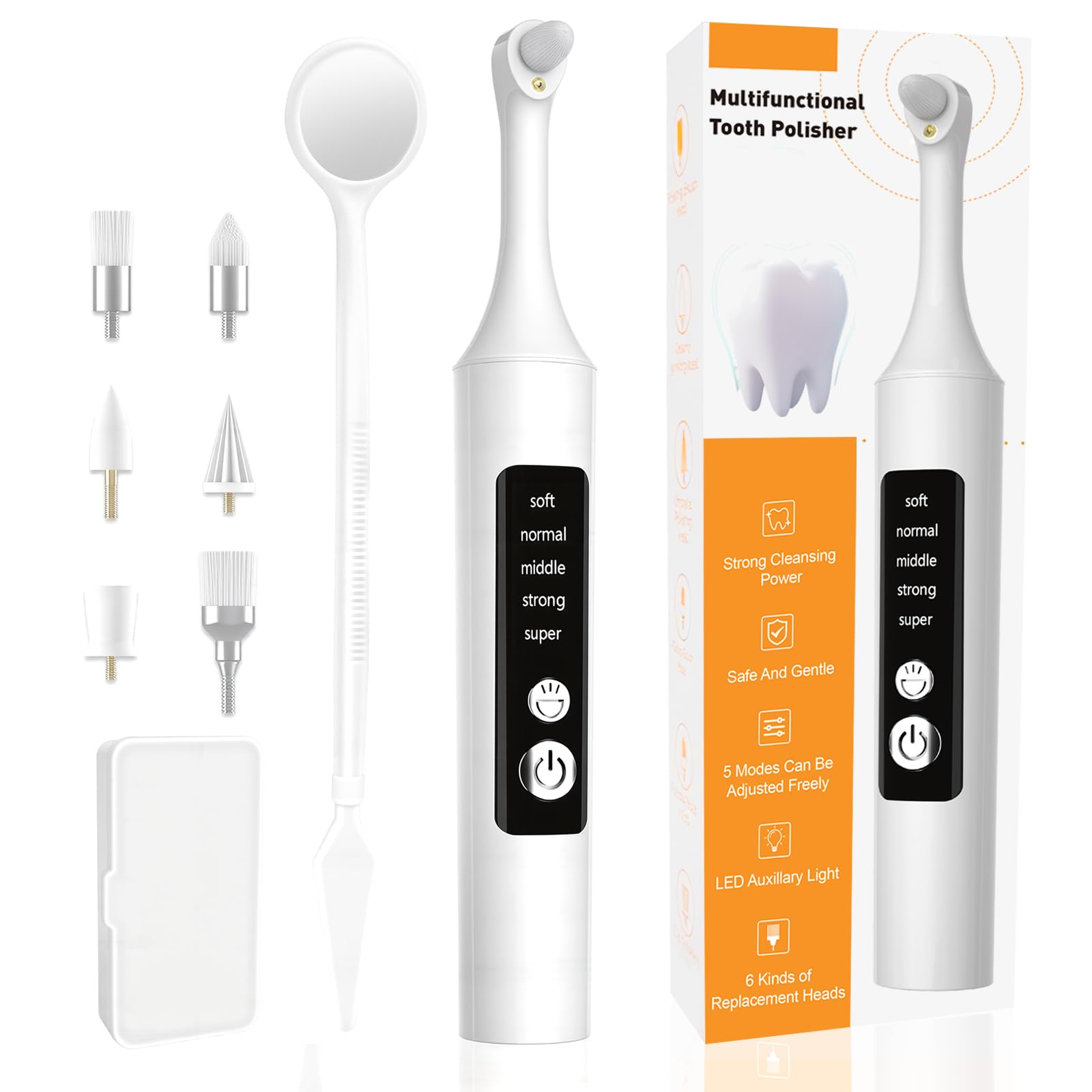 Photo 1 of VixFonuy Teeth Polisher Kit: 6 Heads, 5 Speed Modes - for Teeth Cleaning Tools, Suitable for Daily Home Use,USB Rechargeable Teeth Whitening Kit with LED Light